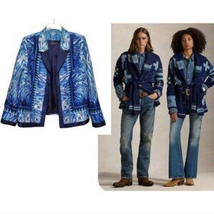 Southwestern Print Blazer Aztec Tribal  Sheen Boho Cowgirl